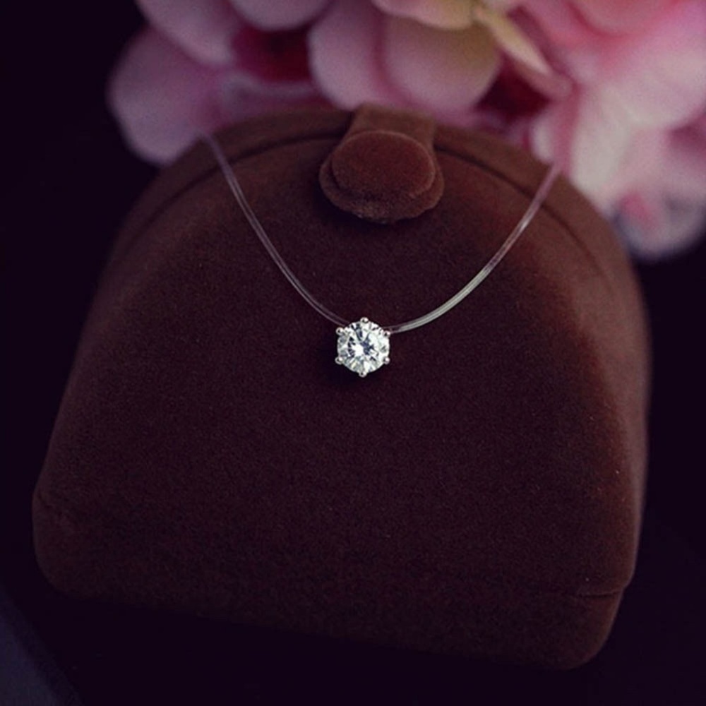 Crystal Zircon Invisible Necklace Choker - Picture 4 of 6